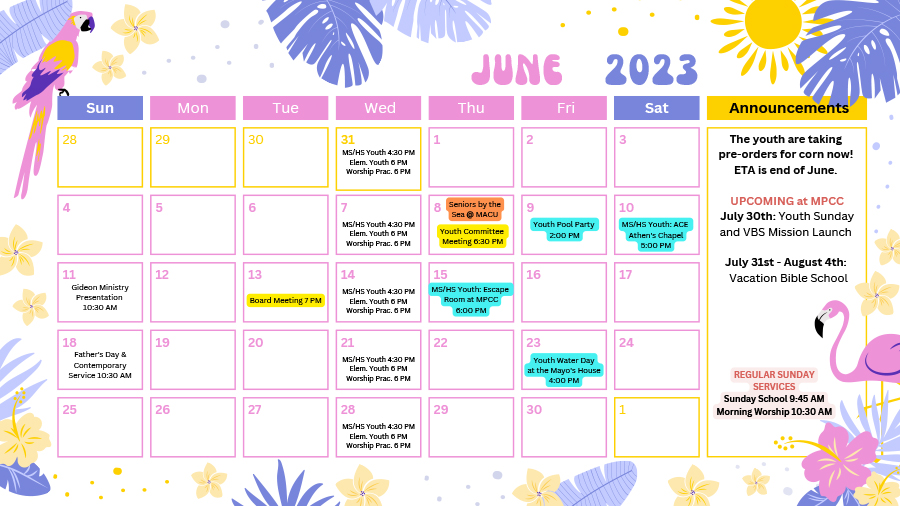 Mt Pleasant June 2023 Calendar